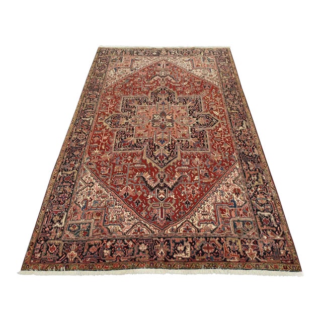 Vintage Tribal Rug 7’8” X 11’4” Red Wool Hand-Knotted Oriental Carpet For Sale