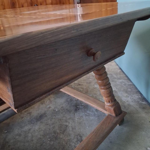 Antique Oak Table with Star Inlays, 1800s For Sale - Image 16 of 18