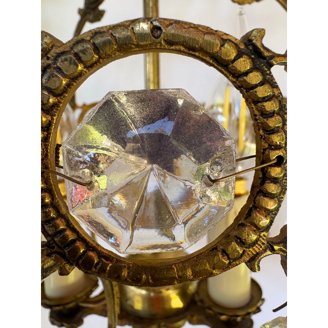 Italian Vintage 1950's Italian Cage-Style Chandelier For Sale - Image 3 of 5
