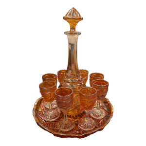 1930s Art Deco Carnival Glass Decanter Set