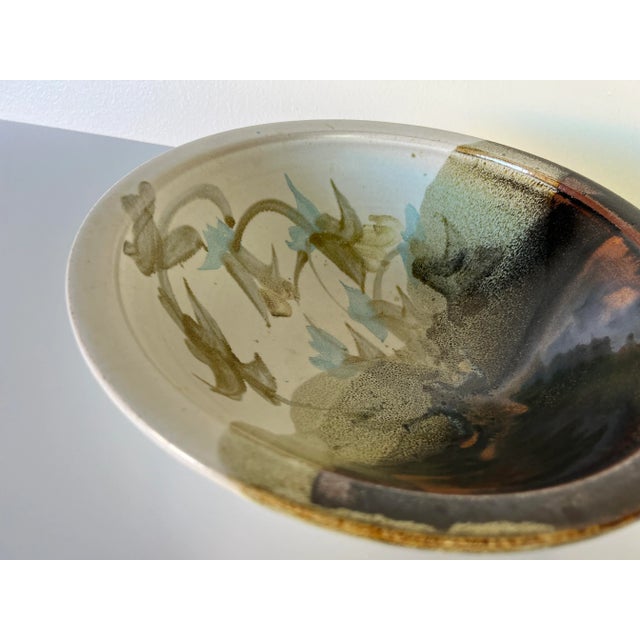 Ceramic Vintage Hand Painted Abstract Design Pottery Bowl For Sale - Image 7 of 12