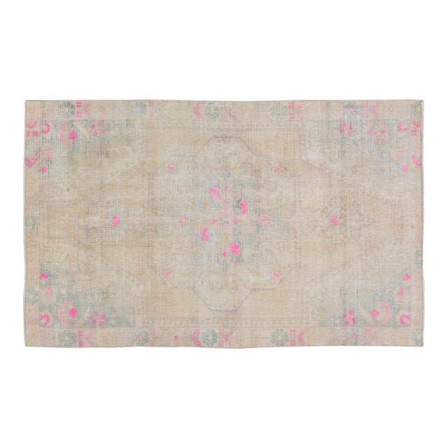 Vintage Turkish Anatolian Hand Knotted Wool Rug, 4'2"x6'10" For Sale