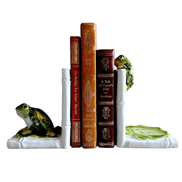 Mid-Century Modern Mid-Century Italian Ceramic Frog Bookends, Circa 1950s For Sale - Image 3 of 11