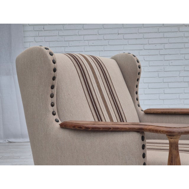 Danish Armchair in Furniture Wool Fabric & Oak Wood, 1970s For Sale - Image 6 of 18