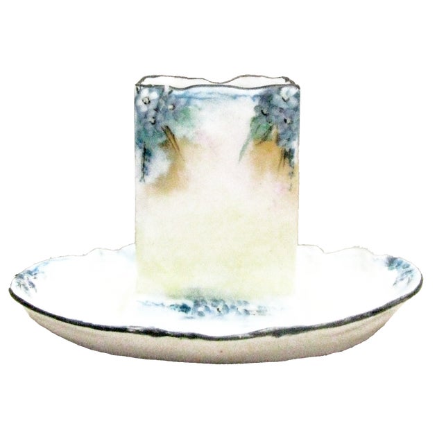 1920s Antique Art Nouveau Porcelain Match Striker / Ashtray, Signed by the Artist For Sale - Image 4 of 5