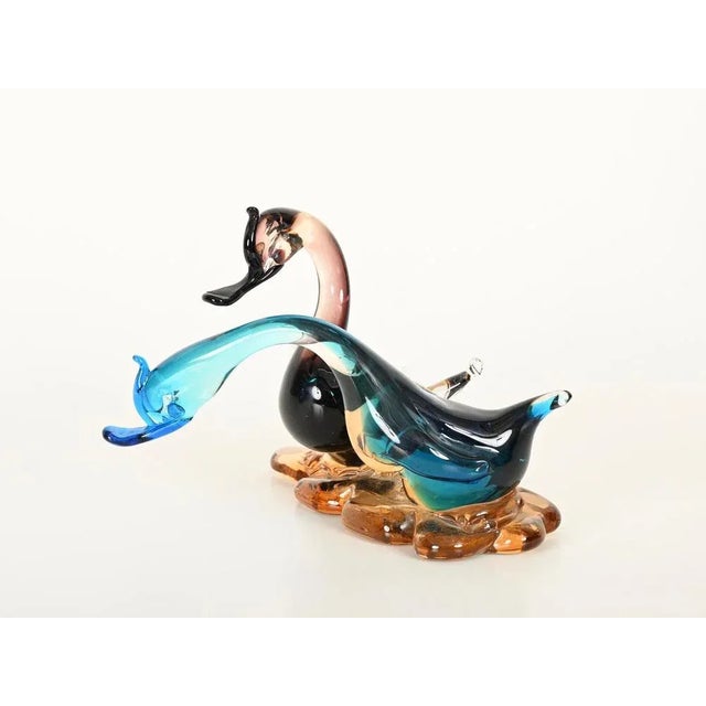 Vintage Sommerso Blown Glass Swan Sculpture by Seguso Vetri d'Arte, Italy, 1960s For Sale - Image 9 of 13