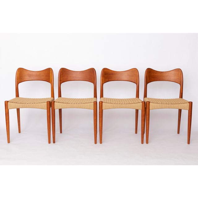 Vintage Danish Dining Chairs by Arne Hovmand-Olsen for Mogens Kold, 1960s, Set of 4 For Sale - Image 10 of 10