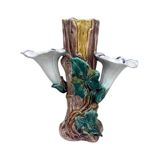 19th Century French Majolica Morning Glory Vase Fives Lille For Sale - Image 4 of 7