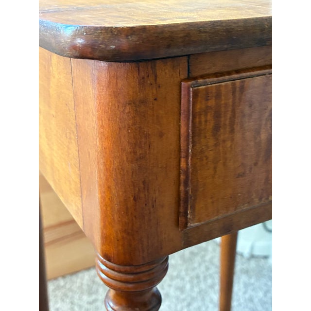 Country Sheraton Cherry One Drawer Stand, 19th Century; With Reeded Legs For Sale - Image 12 of 12