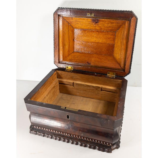 19th Century English Regency Sarcophagus Form Tea Caddy Box With Mahogany Veneer For Sale - Image 11 of 18