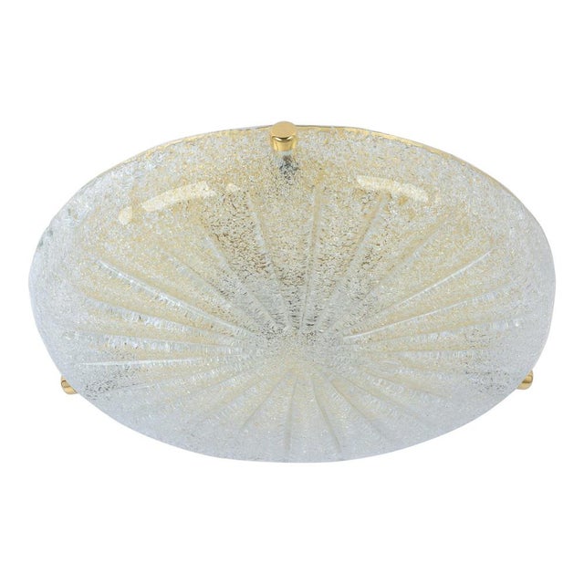 Large Round Murano Amber Sunbrust Flushmount attributed to Hillebrand, Germany, 1970s For Sale - Image 14 of 14