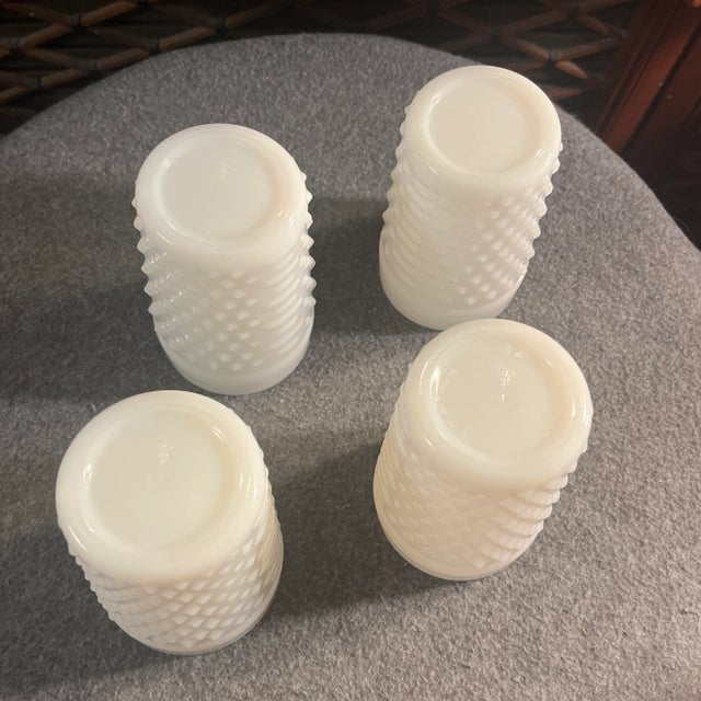 Vintage Milk Glass Lemonade Set, Hobnail Glass Pitcher & Tumblers by