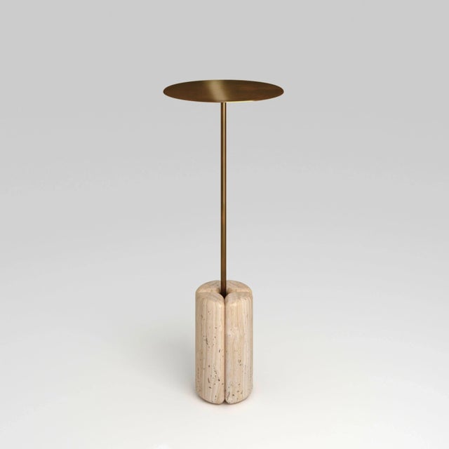 Not Yet Made - Made To Order Lily Drink Table in Carved Unfilled Travertine and Cast Brass by Fred&Juul For Sale - Image 5 of 5