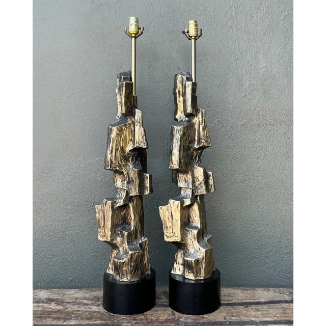 Silver Vintage Brutalist Richard Barr for Laurel Lamps - Pair For Sale - Image 8 of 12