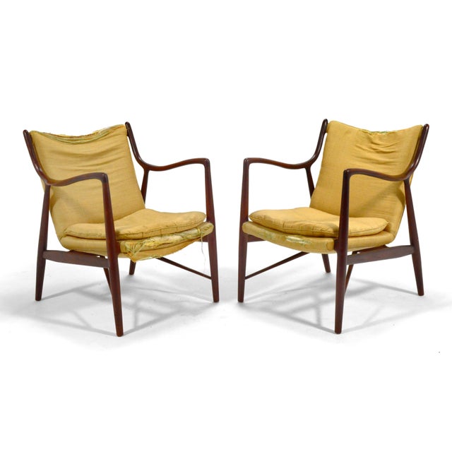 Mid-Century Modern Pair of Finn Juhl #45 Chairs by Baker For Sale - Image 3 of 9
