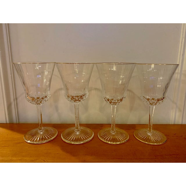 Set of four St. Louis Apollo Gold Continental Water Goblets #2. Made exclusively in France since 1586, Saint Louis has...