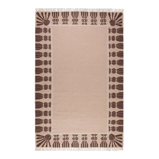 Part & Parcel Goods Wool Tassel Rug, 10' x 14', Bisque, Chocolate and Eggshell For Sale