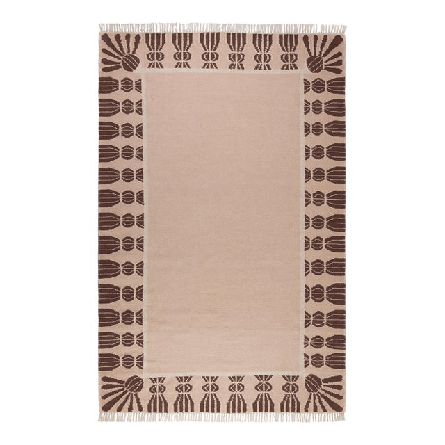 Part & Parcel Goods Wool Tassel Rug, 10' x 14', Bisque, Chocolate and Eggshell For Sale