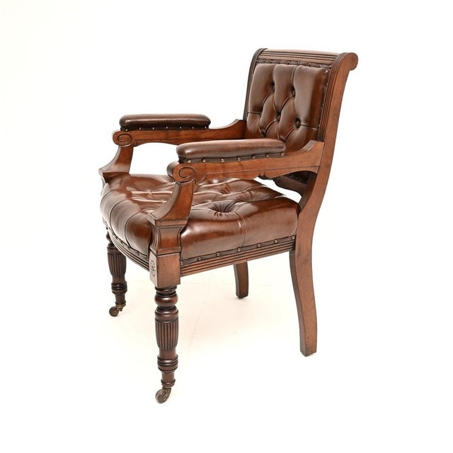 Antique Victorian Library Desk Chair, 1870 For Sale - Image 6 of 11