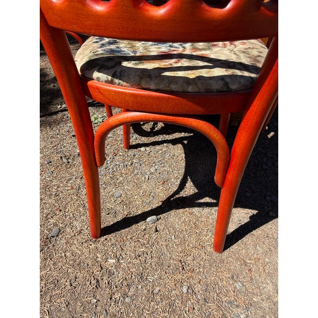 Vintage Thonet Style Bentwood Bistro Chairs With Grape Leaf Upholstery For Sale - Image 9 of 10