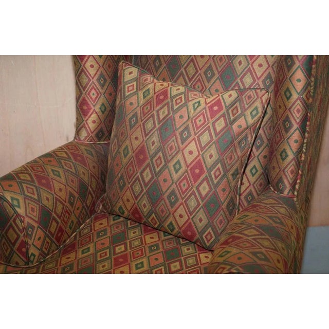 Vintage Wingback Armchair with Claw & Ball Feet and Kilim Style Upholstery For Sale - Image 4 of 18