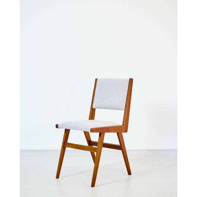 1970s Vintage Wooden Chair with Grey Upholstery, 1970s For Sale - Image 5 of 5