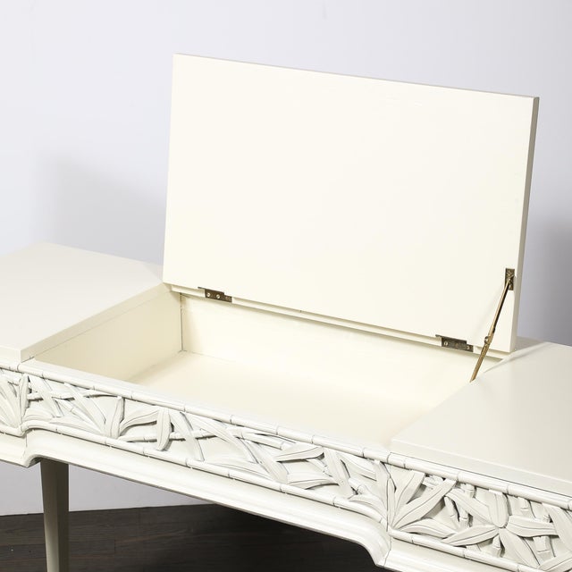 Mid-Century Vanity/Writing Desk W/ Carved Bamboo Motif Signed James Mont For Sale - Image 13 of 18