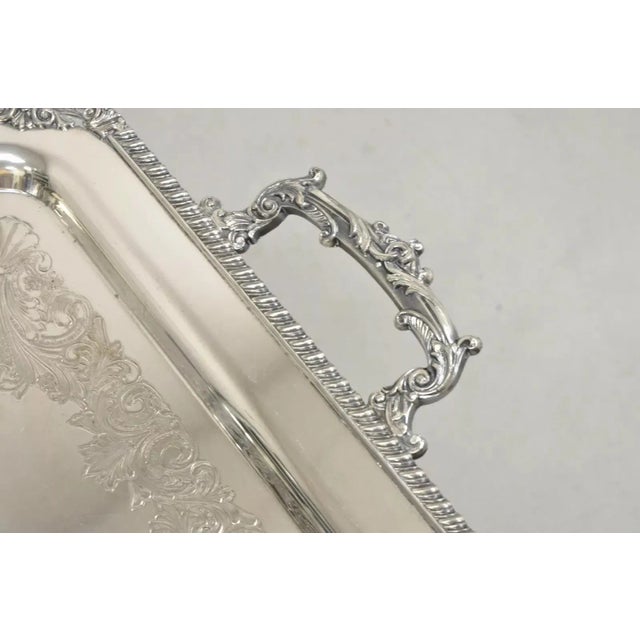 Mid 20th Century Vintage English Victorian Silver on Copper Silver Plated Serving Platter Tray For Sale - Image 11 of 12