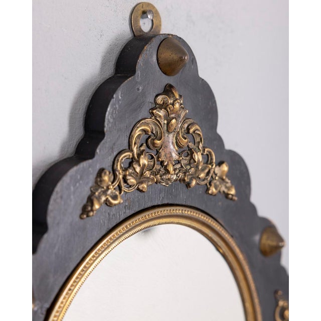 Metal Antique Italian Wall Mirror in Wood and Bronze, 1890s For Sale - Image 7 of 9