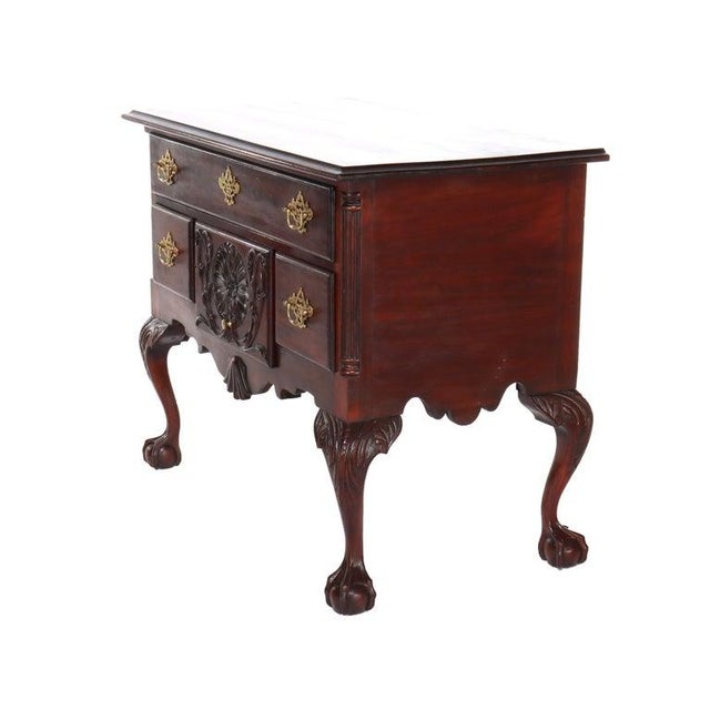 Wood Antique Chippendale Low Boy With Carved Shell & Floral Mahogany C1920 For Sale - Image 7 of 12
