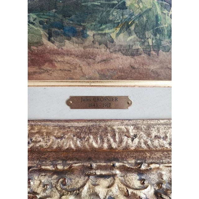 Jules Crosnier, Prairie aux environs de Genève, 1893, Watercolor & Gouache on Canvas, Framed For Sale - Image 11 of 12