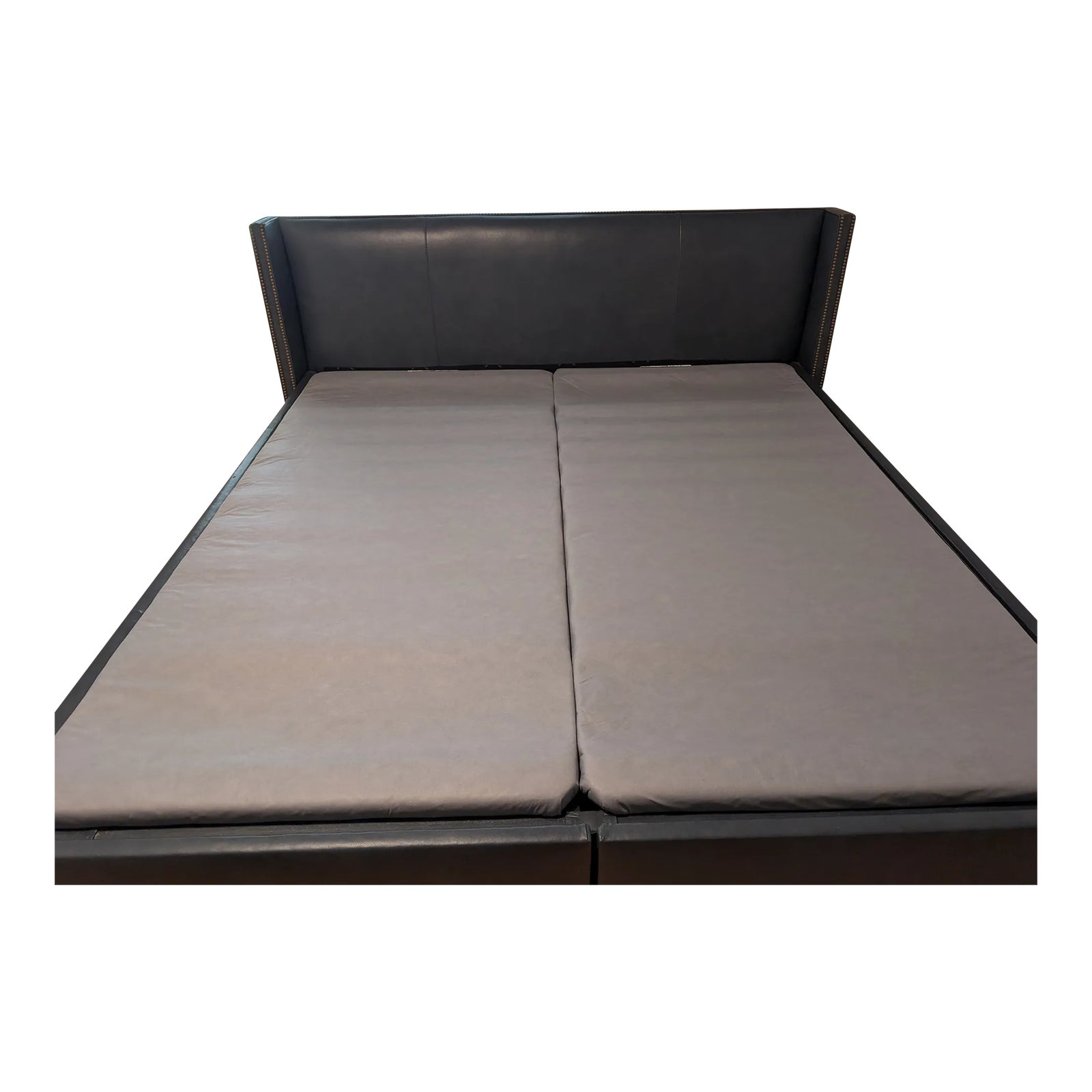 Ethan Allen Leather Colton Storage Bed | Chairish
