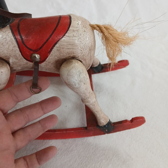 1979 Enesco Musical Wooden Rocking Horse Music Box Toy Land Works Repaired For Sale - Image 6 of 12