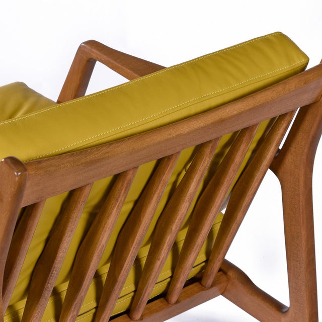 Yellow Leather Lawrence Peabody for Selig Danish Modern Danish Lounge Chairs For Sale - Image 15 of 17