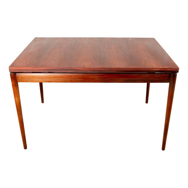 Extendable Danish Dining Table in Rosewood and Brass by Poul Volther for Frem Møbelfabrik 1960. For Sale