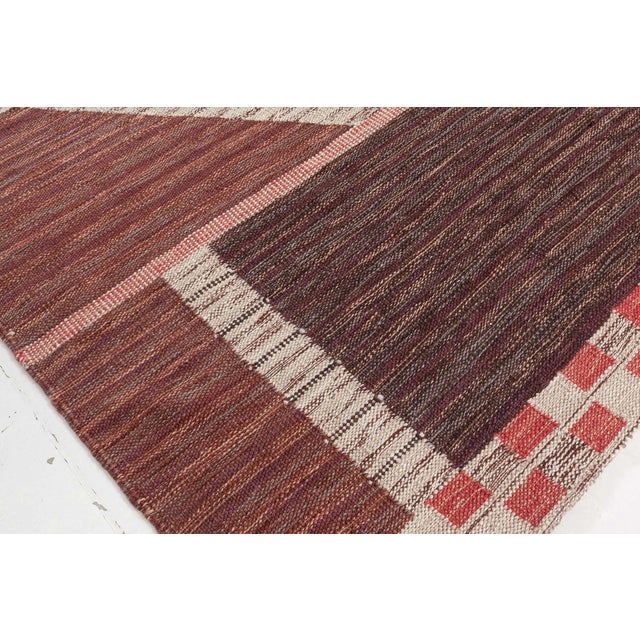 Early 21st Century Modern Abstract Geometric Classic Taupe Flatweave Wool Rug by Doris Leslie Blau For Sale - Image 5 of 7