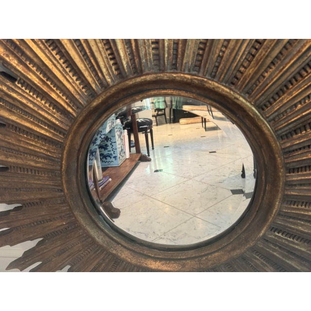 Oversized Giltwood Sunburst Mirror For Sale In Providence - Image 6 of 8