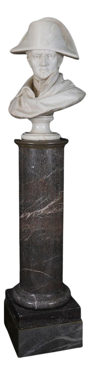 Antique Napoleon Bonaparte Bust on Pedestal, Early 19th Century, Marble