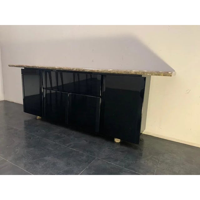 Vintage Sideboard with Quartz Top and Black Base by Giotto Stoppino for Acerbis For Sale - Image 6 of 17