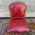French Provincial Mid 20th Century Tacked Red Vinyl & Fruitwood French Louis XV Fauteuil Dining Chairs - Set of 3 For Sale - Image 3 of 17