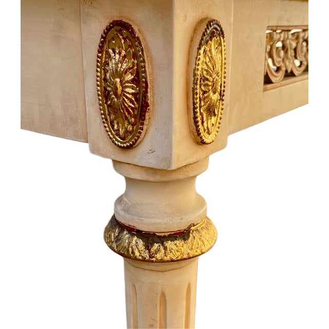 Louis XVI Coffee Table with White Marble Top, 1890s For Sale - Image 9 of 10