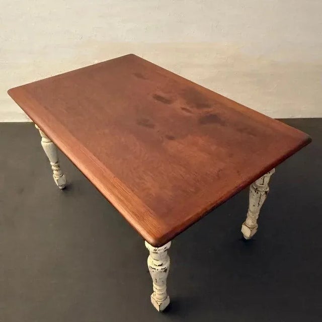 1900 - 1909 Antique Rustic Maple Farmhouse Dining Work Table For Sale - Image 5 of 8