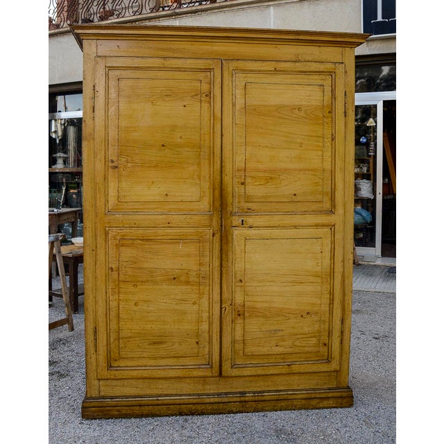 Antique Rustic Two-Door Wardrobe in Yellow Lacquered Fir Wood, Italy, 1800s For Sale - Image 15 of 18