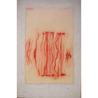 Adja Yunkers, City Walkers, Sanguine Drawing on Canvas, 1981 For Sale