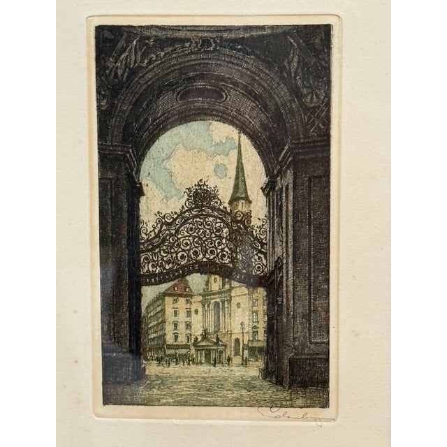 Late 20th Century Vienna Palace Gate Etching on Paper by Josef Eidenberger For Sale - Image 14 of 14