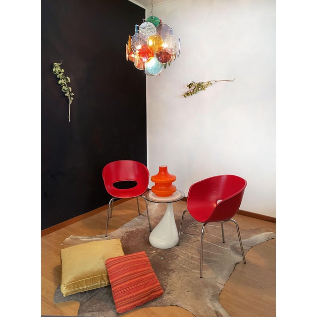 Vintage Italian Murano Chandelier with 36 Multicolored Disks, 1990 For Sale - Image 4 of 18