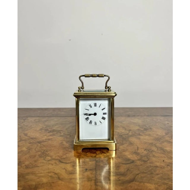 Metal Antique Victorian Brass Carriage Clock, 1890s For Sale - Image 7 of 7