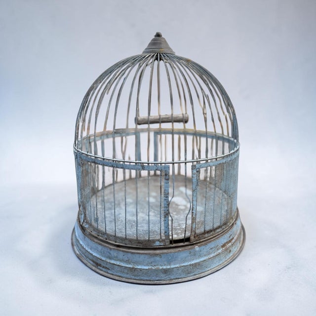 Antique Birdcage Hendryx Company Blue Metal Wire For Sale - Image 11 of 12