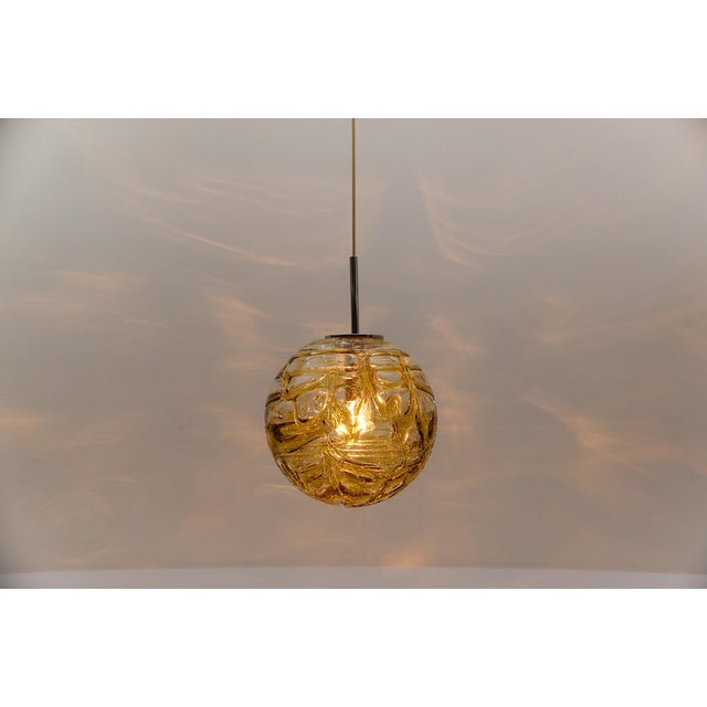 Large Yellow Murano Glass Ball Pendant Lamp by Doria, Germany, 1960s For Sale - Image 6 of 8
