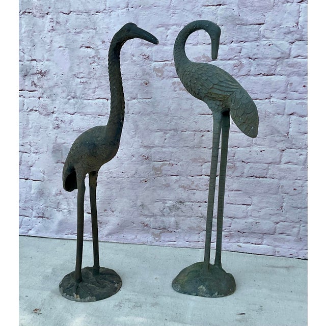 Gray Vintage Cast Metal Cranes, a Pair For Sale - Image 8 of 8